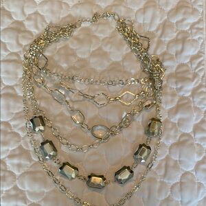 White House Black Market Silver Layered Necklace